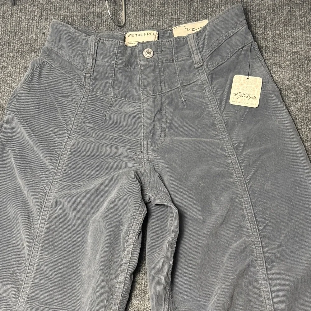 We The Free Free People Corduroy Wide Leg Seamed Pants Womens 25‎ Grey Blue